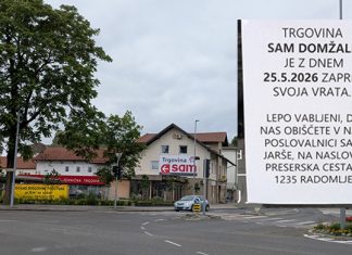 Zaprta trgovina SAM Domžale
